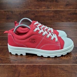 Skechers Retro Roadies Chunky Lug Sole Red Y2k Canvas Sneakers Womens Size 10